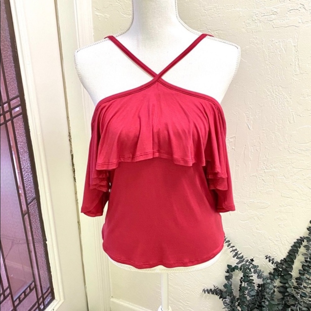 SOLD-NWT GIANNI BINI Cold Shoulder Flowy Blouse-L - Picture 2 of 8